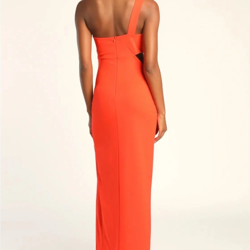 Lulus One-Shoulder Orange Dress - Picture 2 of 2